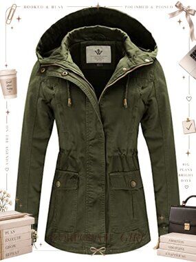 Women's Cotton Military Anorak Jacket Lightweight Casual Coat